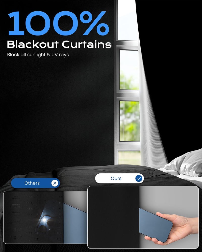 G-WACK Blackout Curtains, No Drill Blinds for Indoor Windows with Magnetic Snaps,100% Blackout Roller Shades, Heat-Insulated Black out Blinds & Window Shades Cover for Various Scenes (35" x 60",Black) - Image 2
